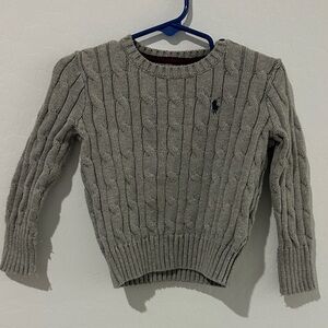 Polo by Ralph Lauren Gray Cable Knit Crewneck Sweater boys